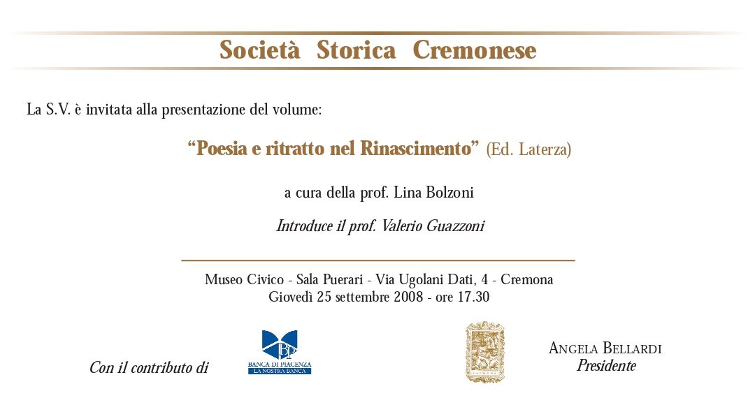 Bolzoni Poesia e ritratto nel Rinascimento