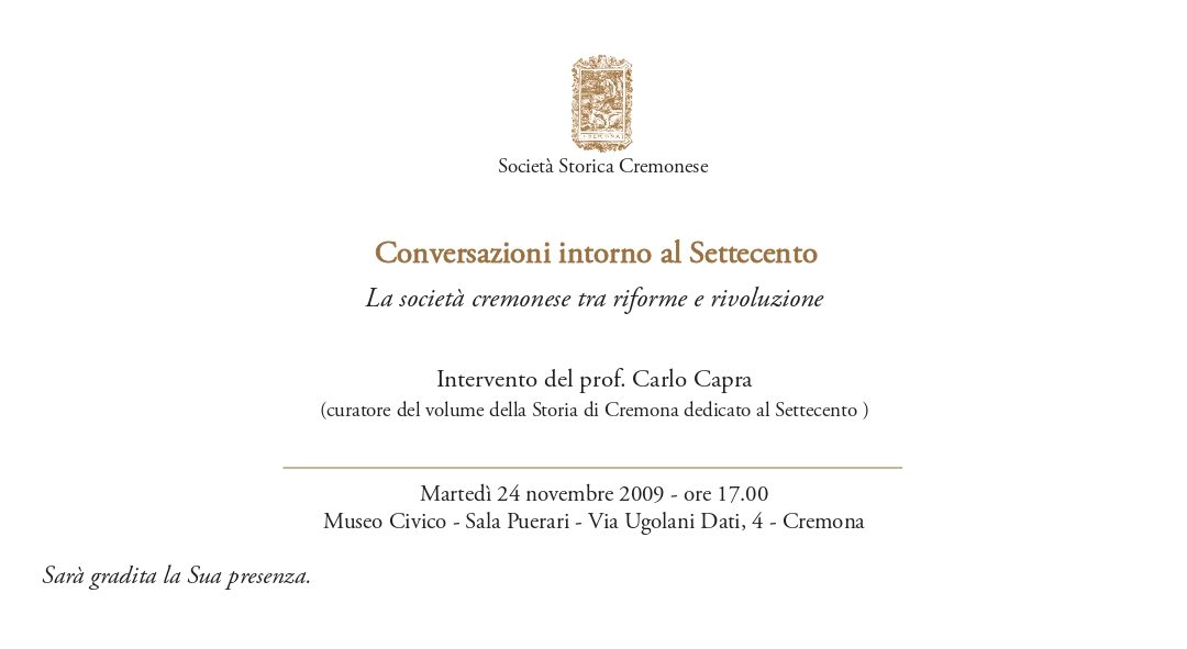 Conversazioni intorno al Settecento La società cremoense tra riforme e rivoluzione