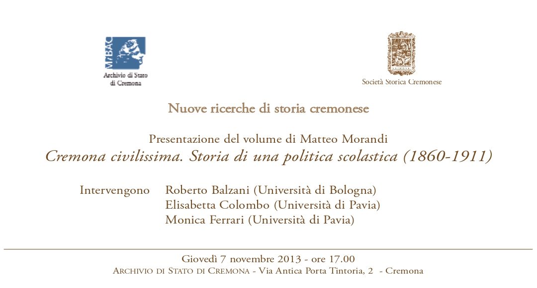 Cremona civilissima Storia di una politica scolastica 1860 – 1911