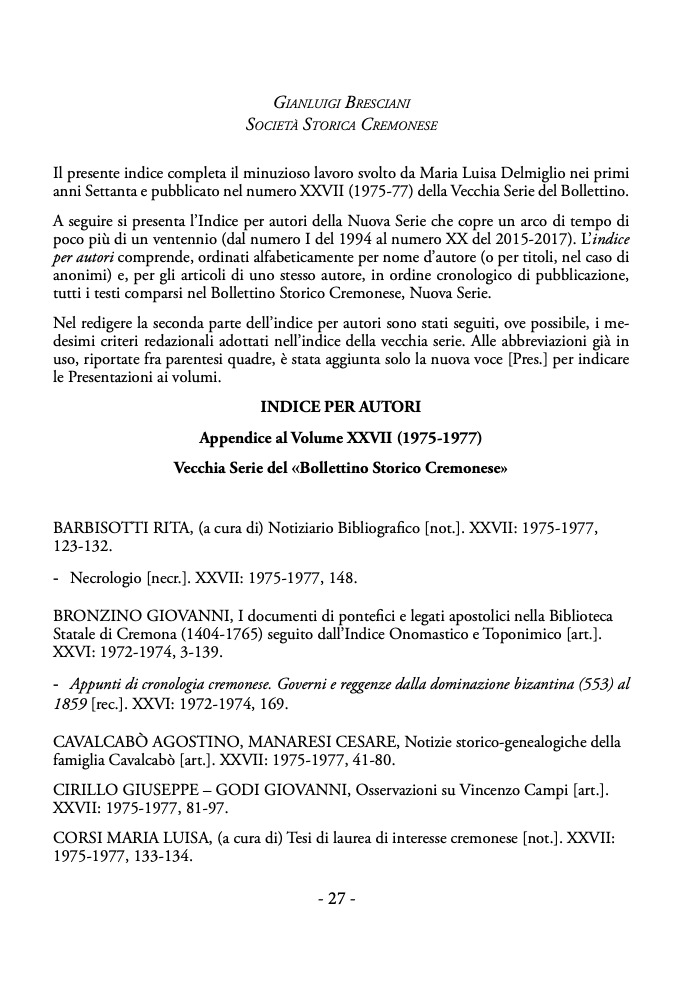 Indici Bollettino Storico